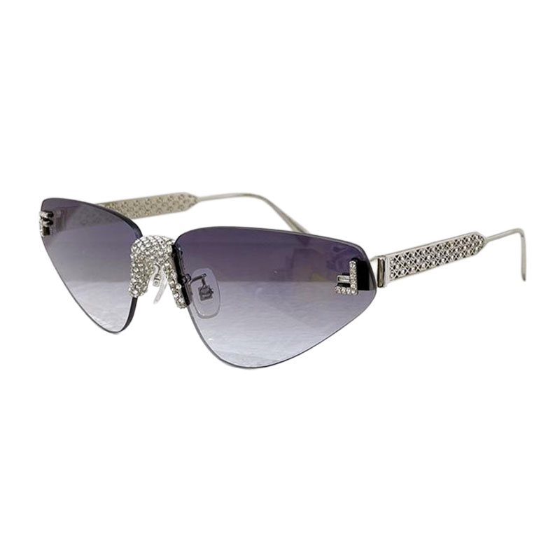 Fendi triangle frame glasses purple/black gold/gold/rose gold/blue gold/eggplant color with diamonds Size 64口10-145 - 图片 9