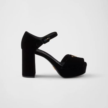 PRADA Black velvet platform sandals