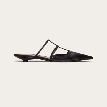 VALENTINO Black Calfskin microheeled Mill slippers