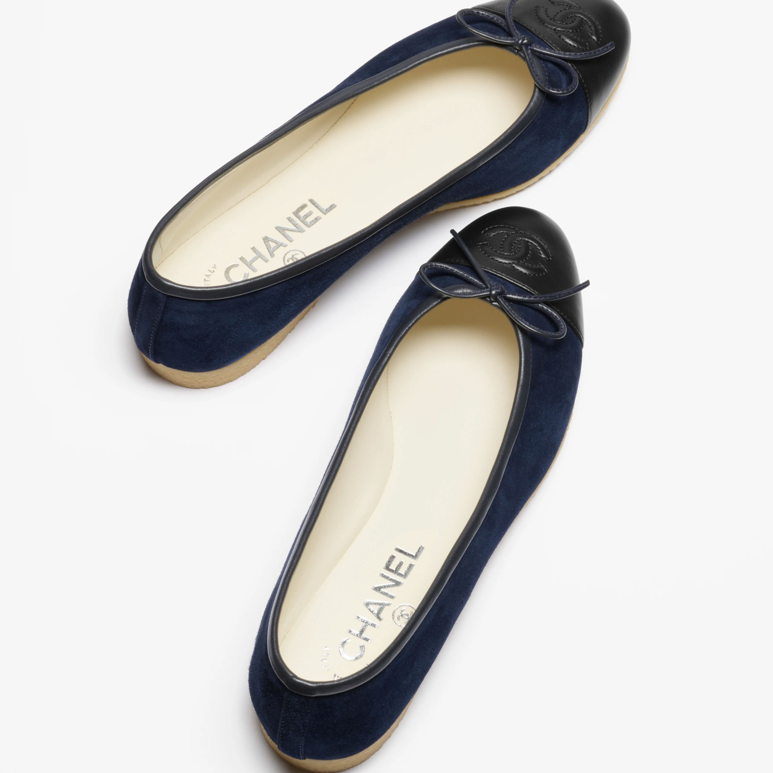 Chanel Flat shoes with suede effect, sheepskin and sheepskin leather, navy blue and black Ballet Shoes - 图片 2