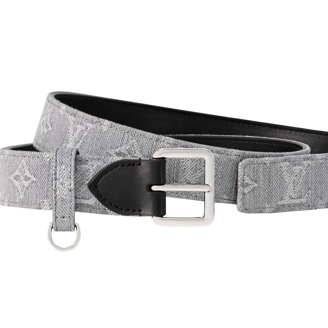 Louis Vuitton Women's D-Ring Raffia Belt In Grey Monogram Canvas With Silver Hardware 30mm - 图片 2