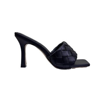 Bottega Veneta Parco Mule In Black Intrecciato Leather Mule (Heel Height 9cm)