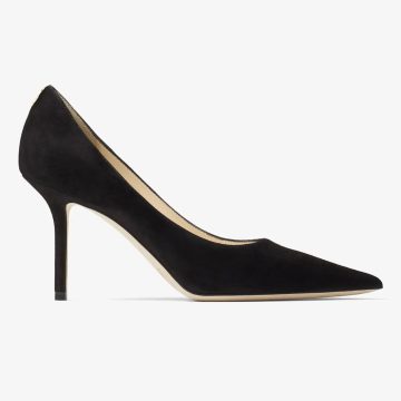 JIMMY CHOO JC logo buttoned black Velvet fabric pointy heels