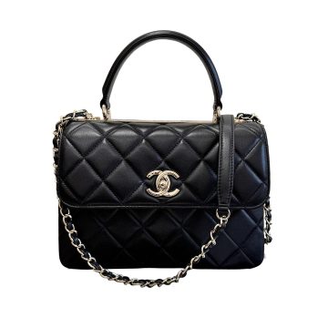 Chanel Sheepskin black gold button handbag crossbody bag