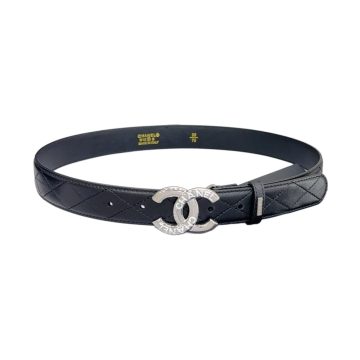 Chanel Women's CC Belt In Black/White/Beige/Red Lambskin With Gold/Silver Hardware 30mm
