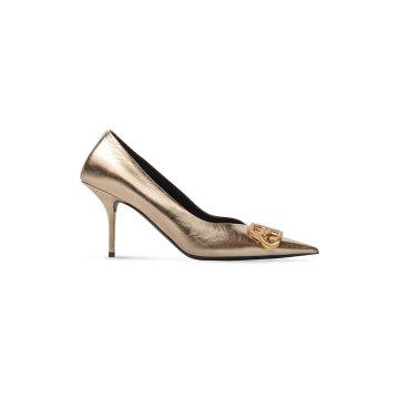 BALENCIAGA 80MM pointy shallow-mouthed stiletto heels gold