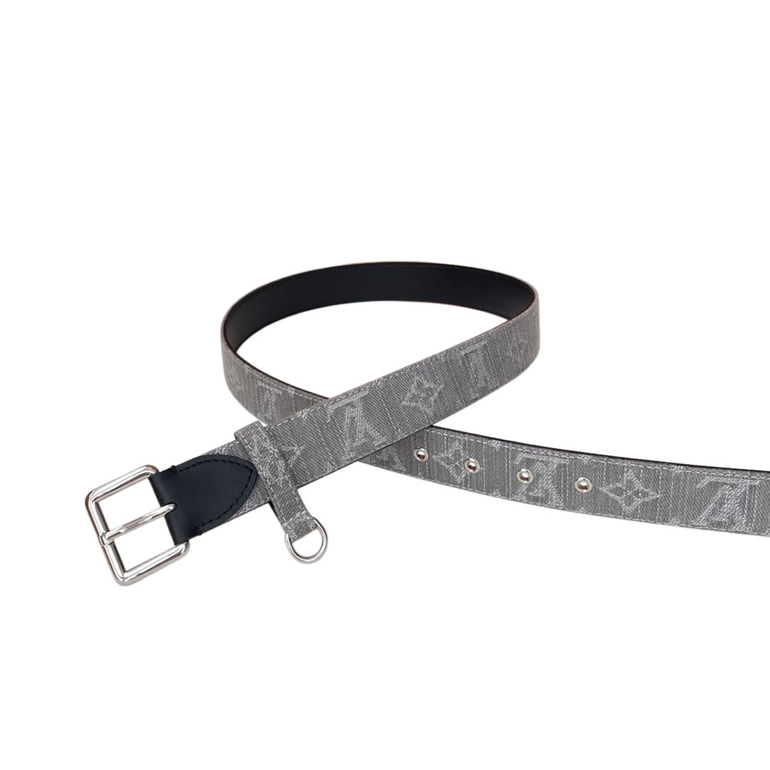 Louis Vuitton Women's D-Ring Raffia Belt In Grey Monogram Canvas With Silver Hardware 30mm - 图片 3