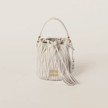 Miu Miu Matelassé Quilted Lambskin Leather white Bucket Bags
