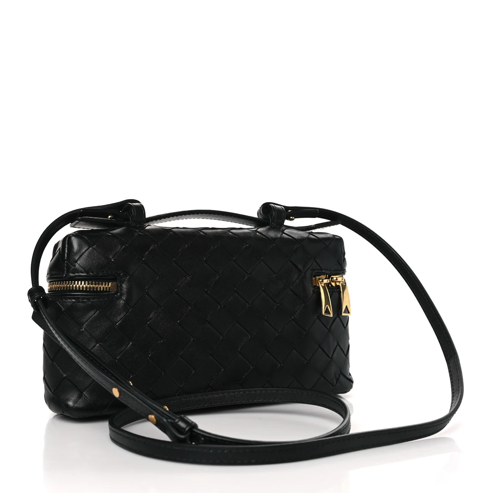 Bottega Veneta Medium Intrecciato Bang Bang Vanity Case Black Calfskin Leather Gold Hardware - 图片 3