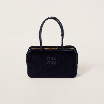 Miu Miu Aventure Nappa Corduroy Blue Top-Handle Bags