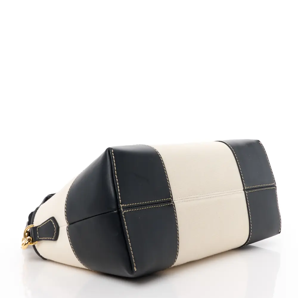 Fendi Medium Logo Embroidered By The Way Boston Bag Grezzo/Black Canvas & King Vitello Leather Gold Hardware - 图片 7