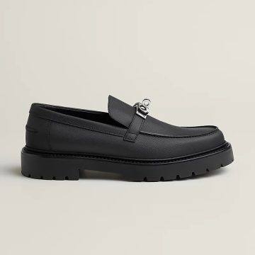 HERMES Icone Black Loafers