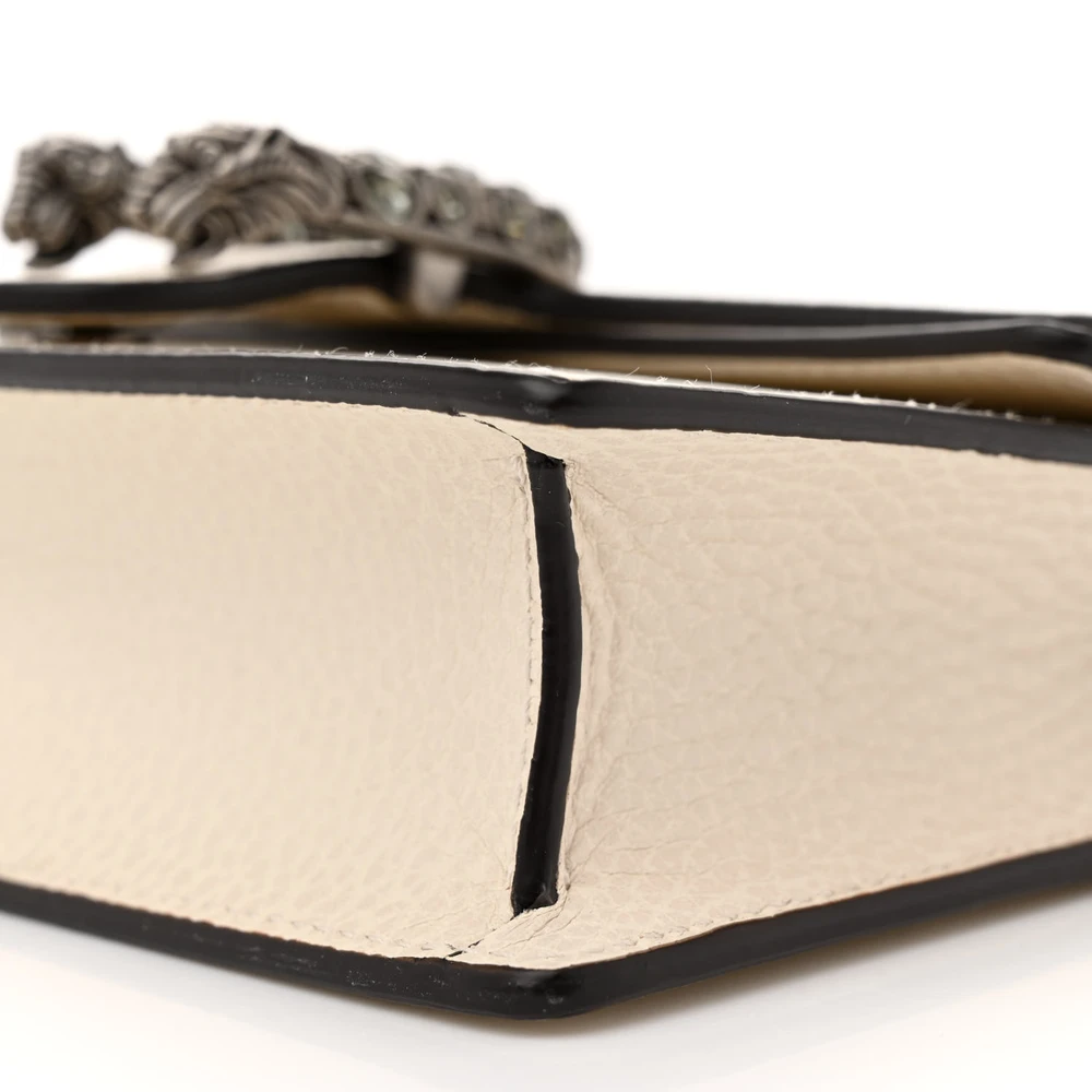 Gucci Super Mini Dionysus Shoulder Bag Mystic White Dollar Calfskin Leather & Crystal Black Diamond Aged Silver Hardware - 图片 4