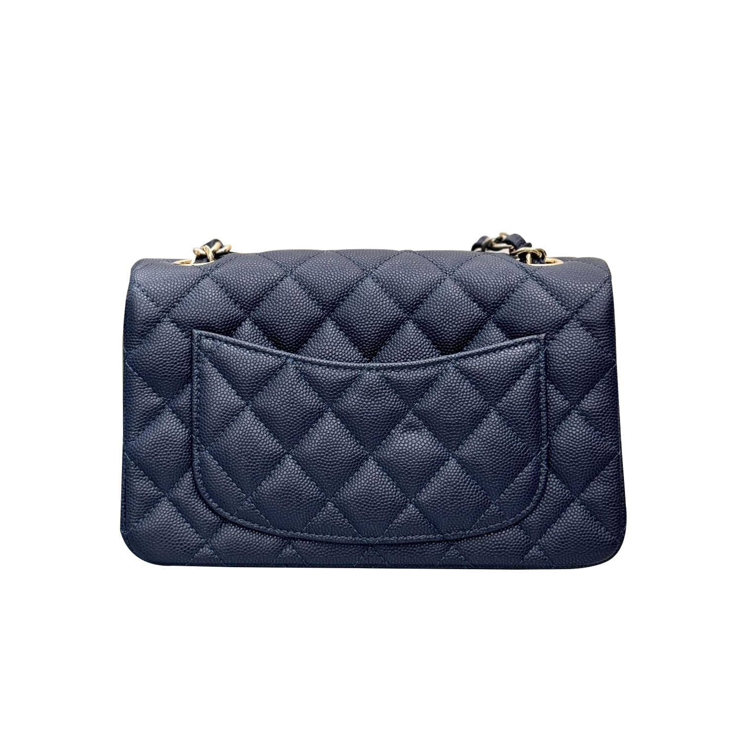 Chanel Double Flap Jumbo Blue Quilted Caviar Leather Gold Hardware - 图片 9