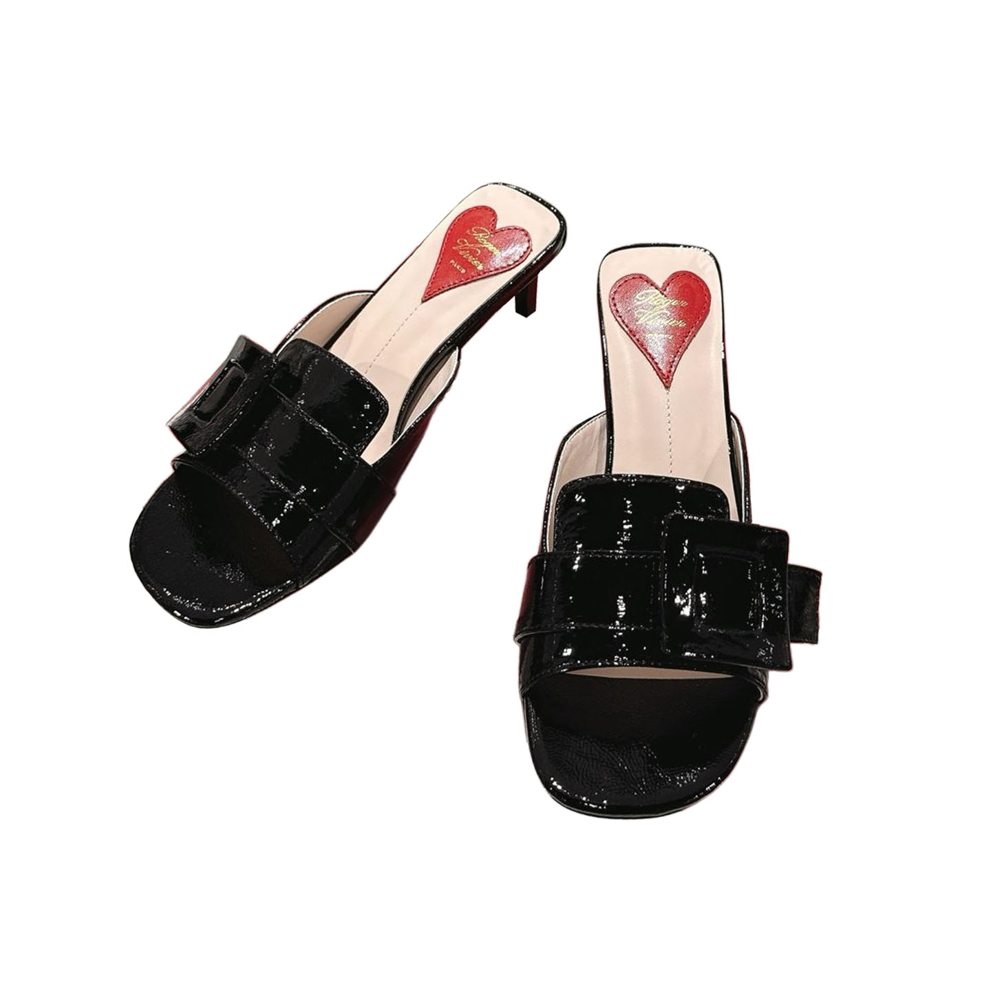 Roger Vivier Viv' Canard Mules Sandals In Black Patent Leather With Lacquered Metal Buckle (Heel Height 5.5cm) - 图片 3