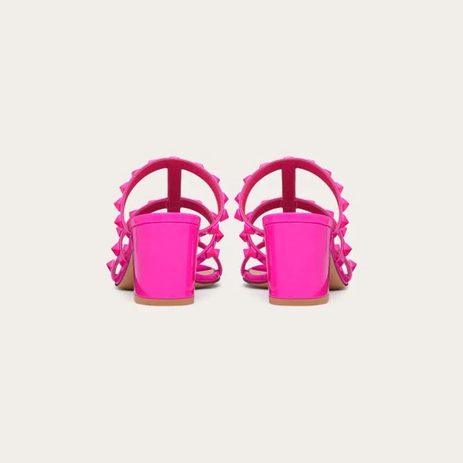 VALENTINO Barbie powder patent rivet slipper sandals (heel height 6cm) - 图片 5