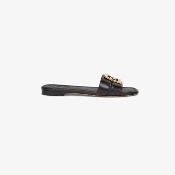 FENDI Black leather sandals slippers