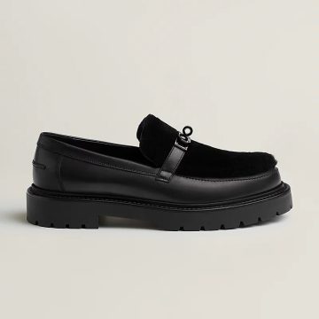 HERMES Icone Black Loafers