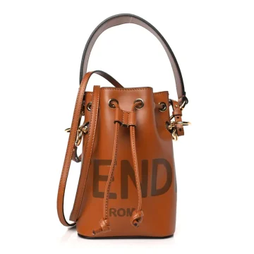 Fendi Mini F is Fendi Logo Embossed Mon Tresor Bucket Bag Cuoio King Vitello Leather Gold Hardware