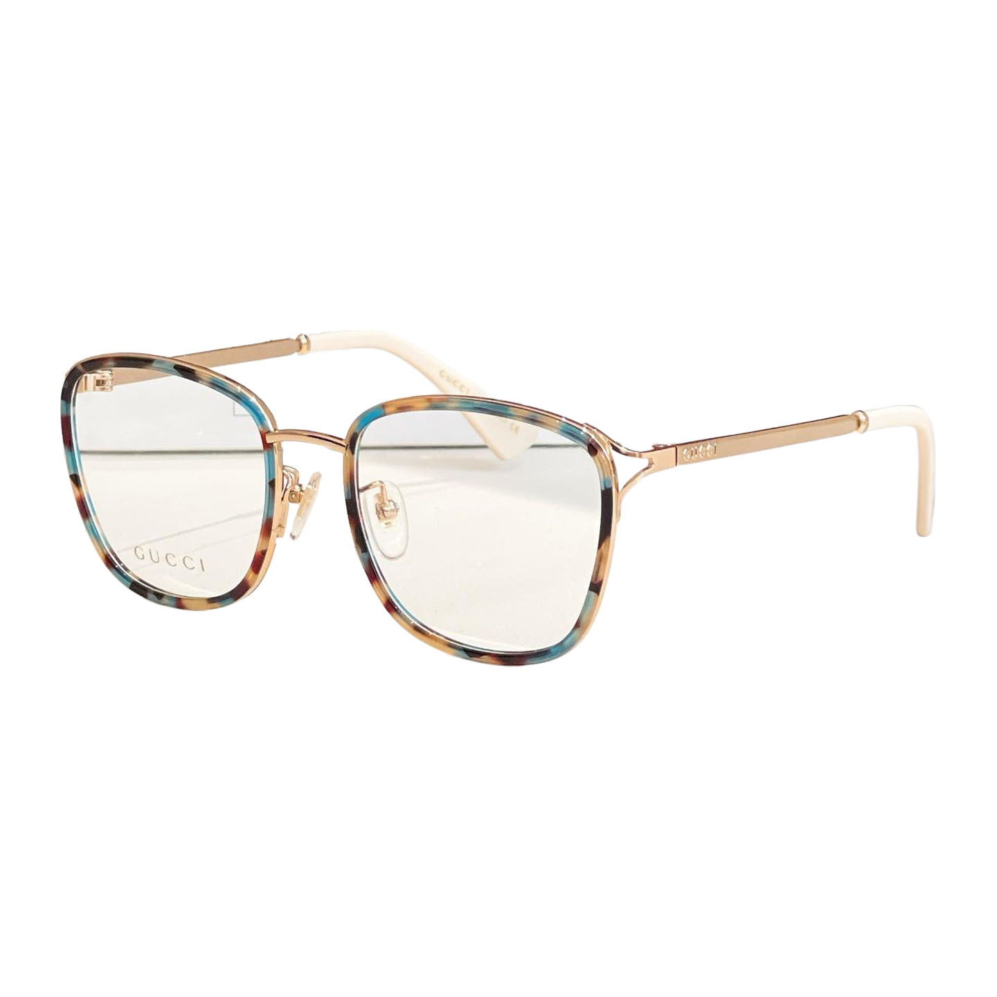 Gucci square frame glasses black gold/red/leopard/rose gold/camouflage/leopard rose gold color transparent lens Size 53口18-145 - 图片 6