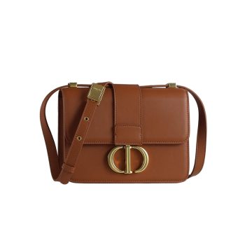 Dior 30 Montaigne Bag In Dark Bronze/Beige/White/Black Box Calfskin Gold Hardware