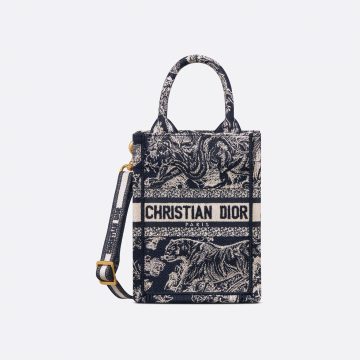 Dior Mini Dior Book Tote Toile De Jouy Dioriviera Blue Reverse Embroidered Canvas