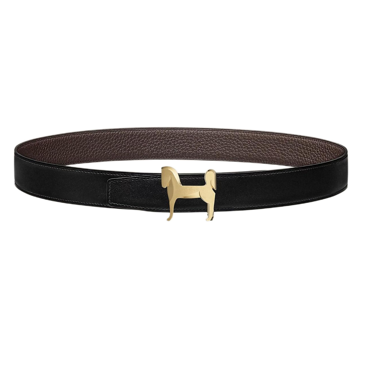 Hermès Men' s Panache Horse Buckle Belt In Brown/Black/Blue/Coffee Togo Calfskin With Gold/Silver Hardware 32mm - 图片 3
