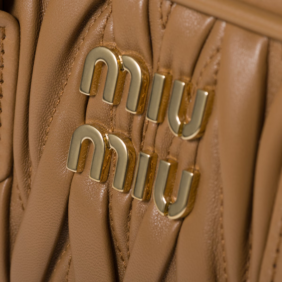 Miu Miu Arcadie matelassé Quilted Lambskin Leather Light Brown Top-Handle Bags - 图片 5