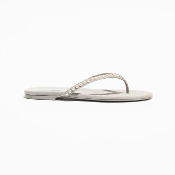 Chanel Grey suede suede and faux pearls Slippers