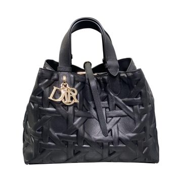 Dior Medium Dior Toujours Bag In Black Graphic Cannage Calfskin With Gold Hardware
