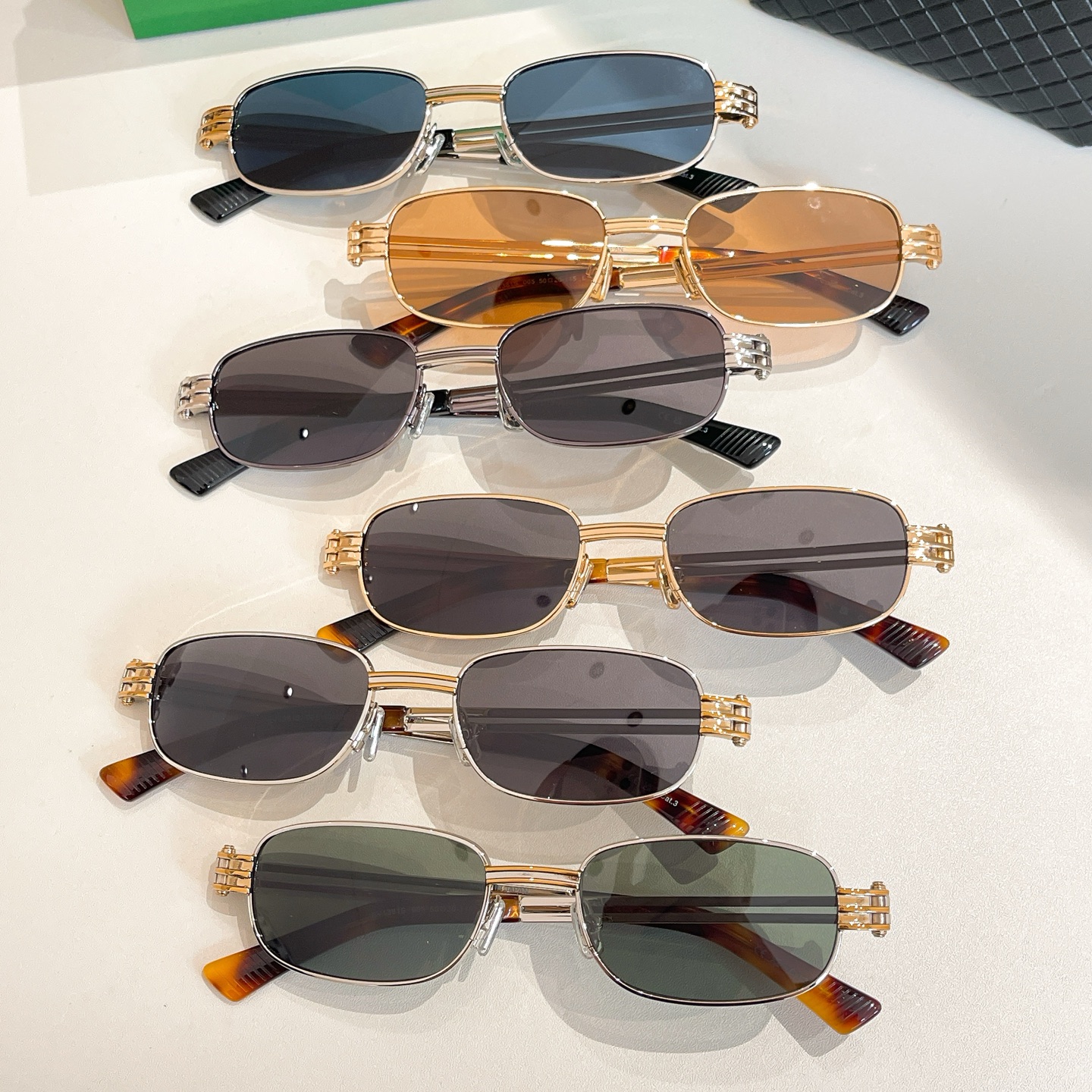 Bottega Veneta square frame glasses grey/black gold/black silver/green/blue/brown color Size 50口20-145 - 图片 8