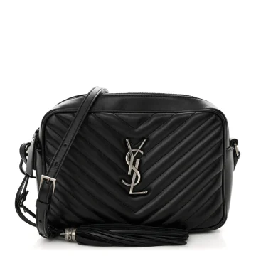 Saint Laurent Medium Lou Camera Bag Black Monogram Calfskin Matelasse Leather Silver Hardware