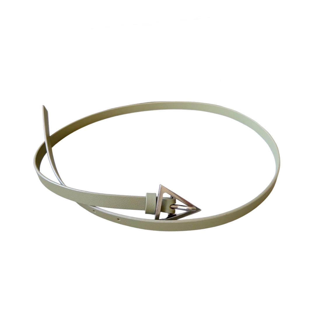 Bottega Veneta Women's Triangle Buckle Belt In Black/Green/Coffee Calfskin With Gold/Silver Hardware 13mm - 图片 6