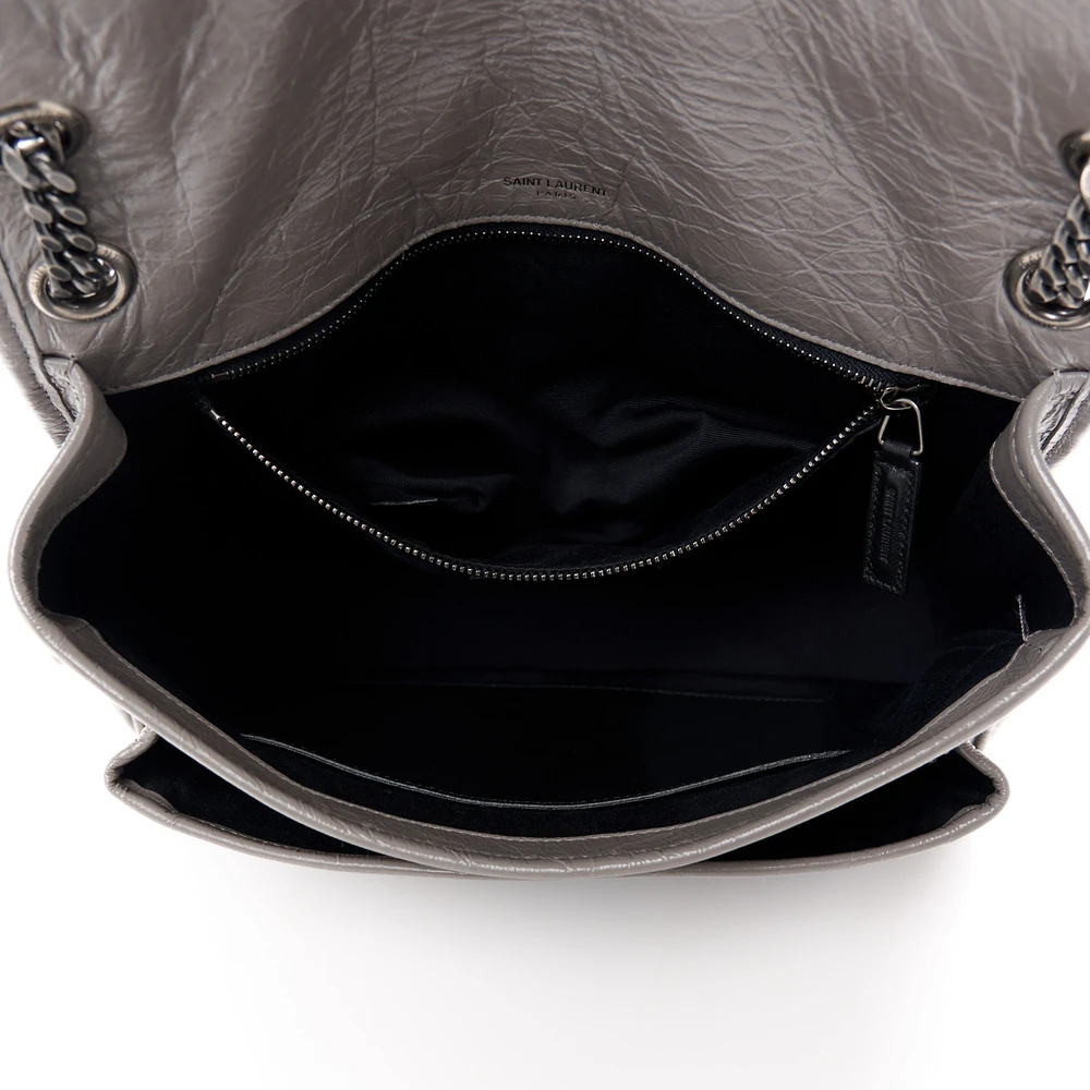 Saint Laurent Medium Niki Chain Satchel Fog Crinkled Monogram Calfskin Matelasse Leather Ruthenium Hardware - 图片 7