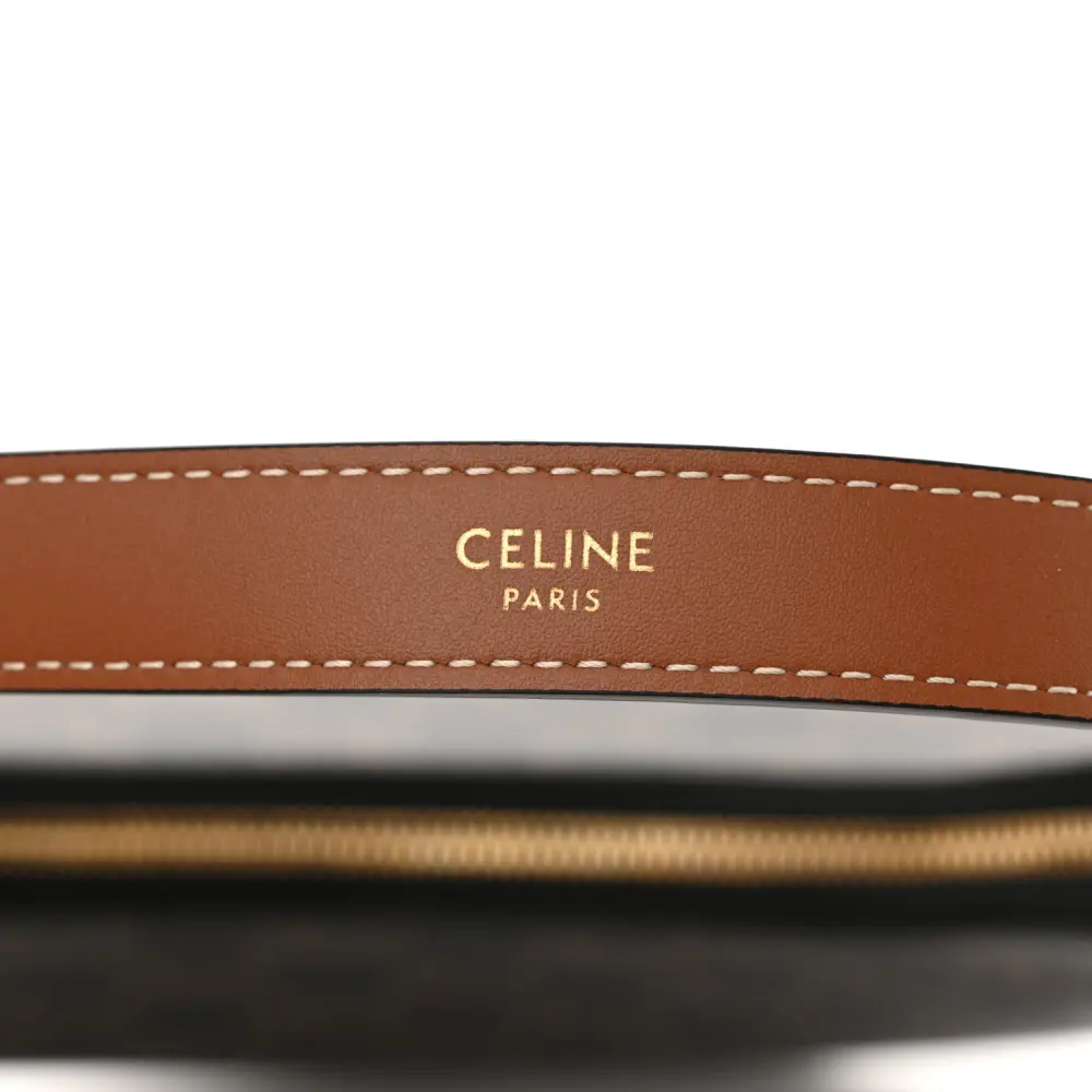 Celine Medium Ava Shoulder Bag Tan Triomphe Canvas & Calfskin Leather Gold Hardware - 图片 2
