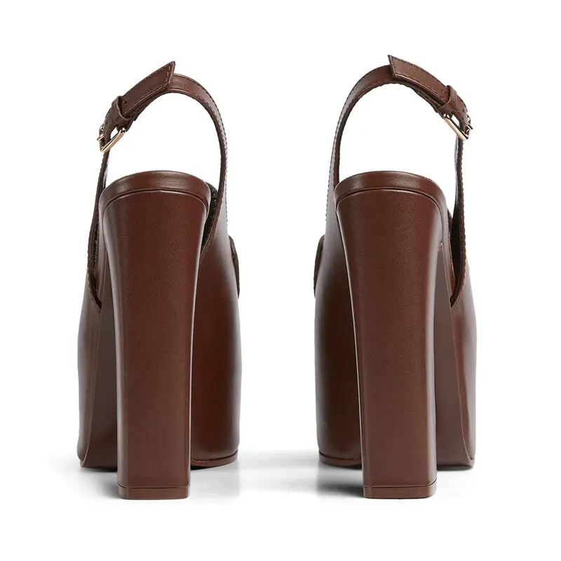 Gucci brown thick soled rear lace up high heels - 图片 3