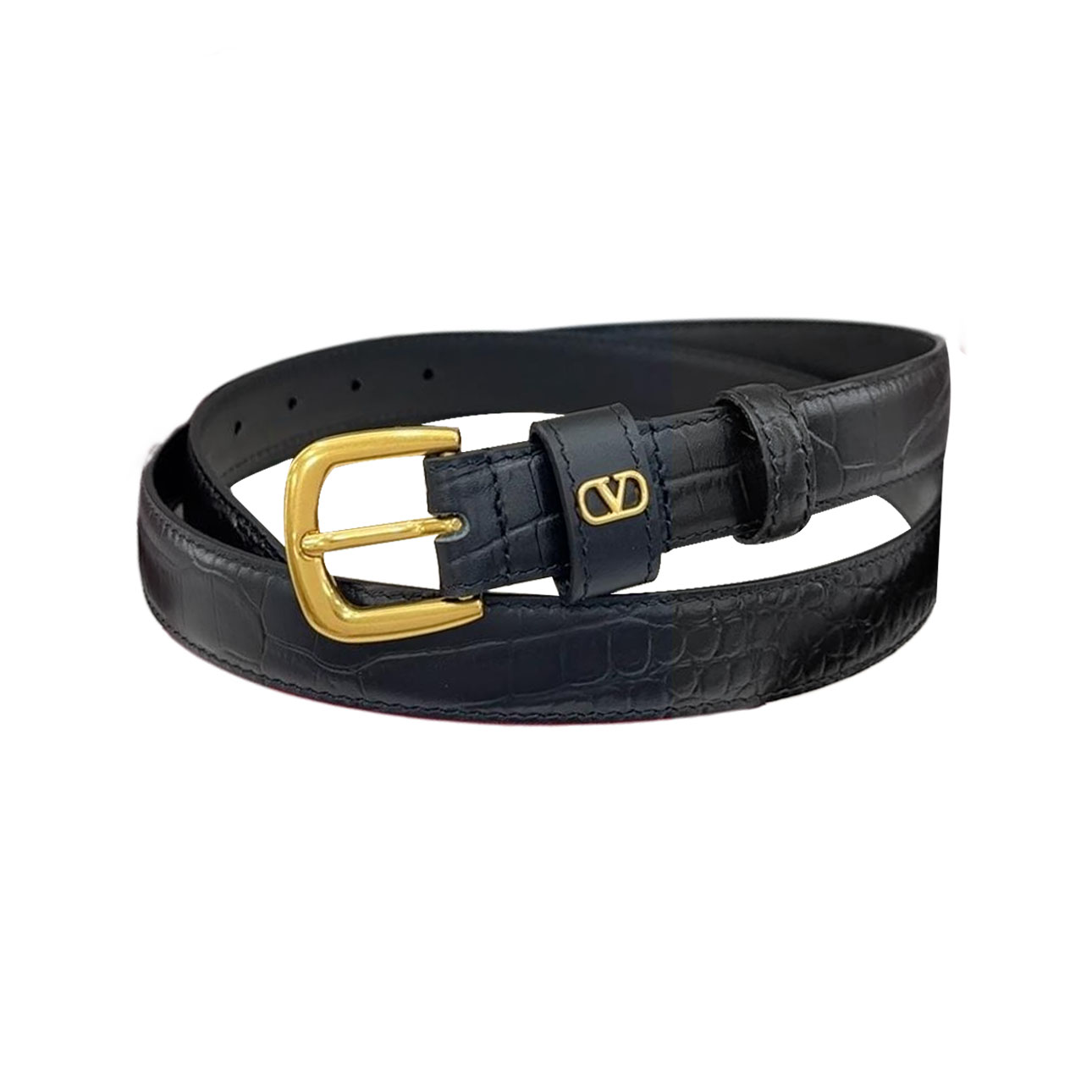 Valentino Square Buckle Belt In Brown/Black/Red/White Calfskin With Gold/Silver Hardware 25mm - 图片 3