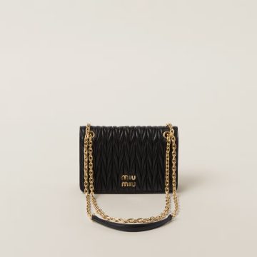 Miu Miu Quilted Lambskin Leather Black Crossbody Bags