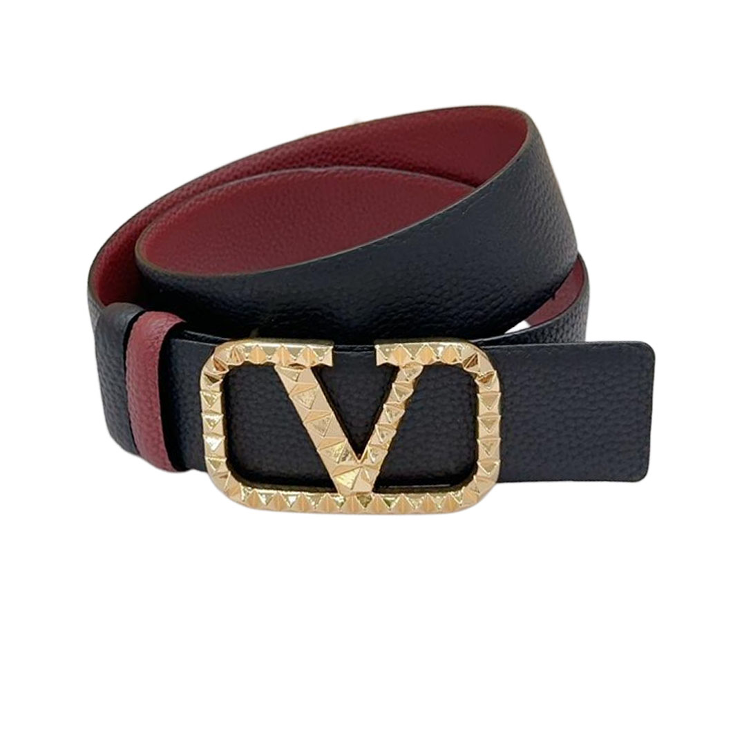 Valentino V Buckle With Rockstud Belt In White/Black/Blue/Brown/Red Calfskin With Black/Gold/Silver Hardware 40mm - 图片 9