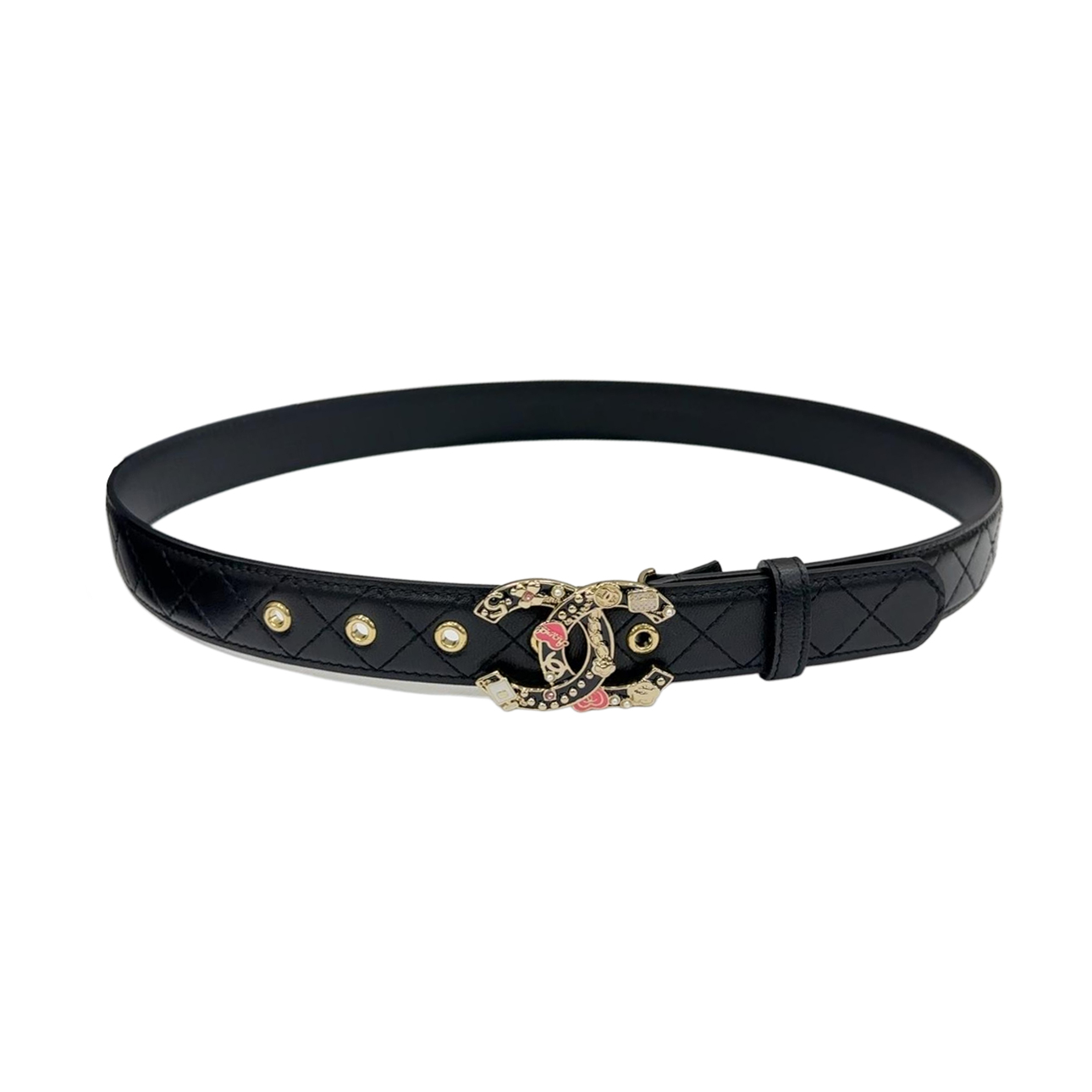 Chanel Women's Decorative CC Buckle Belt In Silver/Purple Diamond Stitching Calfskin With Gold/Silver Hardware 30mm - 图片 5