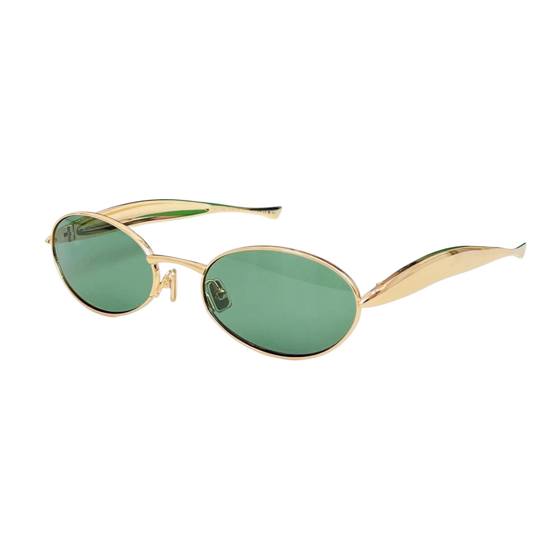 Bottega Veneta Oval glasses gold/silver/yellow/apricot/green/brown/black gold/grey silver color Size 57口21-135 - 图片 5