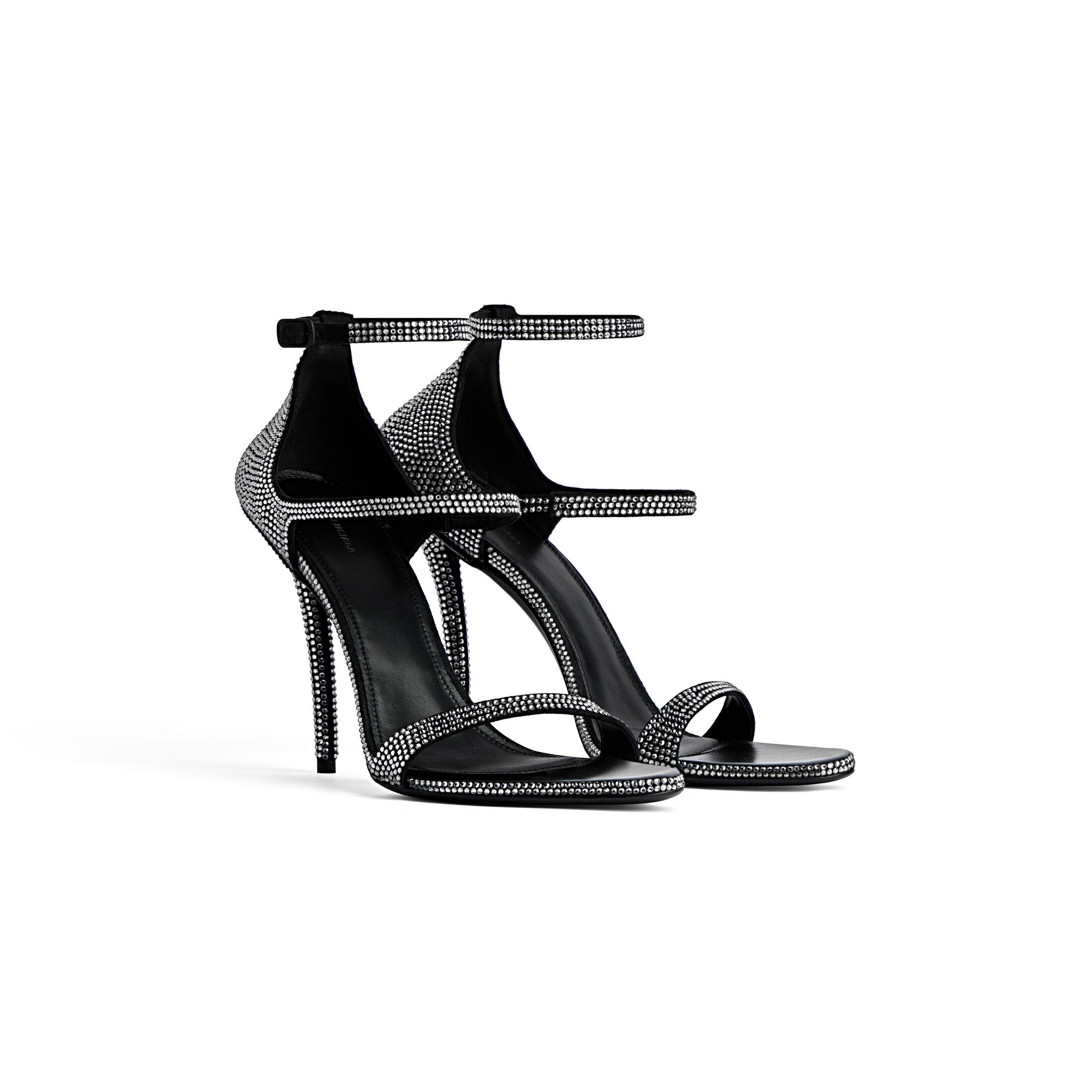 BALENCIAGA HONEY Rhinestone 110mm sandals black pointed stiletto heels - 图片 2