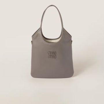Miu Miu IVY Calfskin Leather Hobo Grey Tote Bags