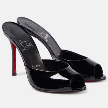 Christian Louboutin Black patent leather high-heeled sandal slippers