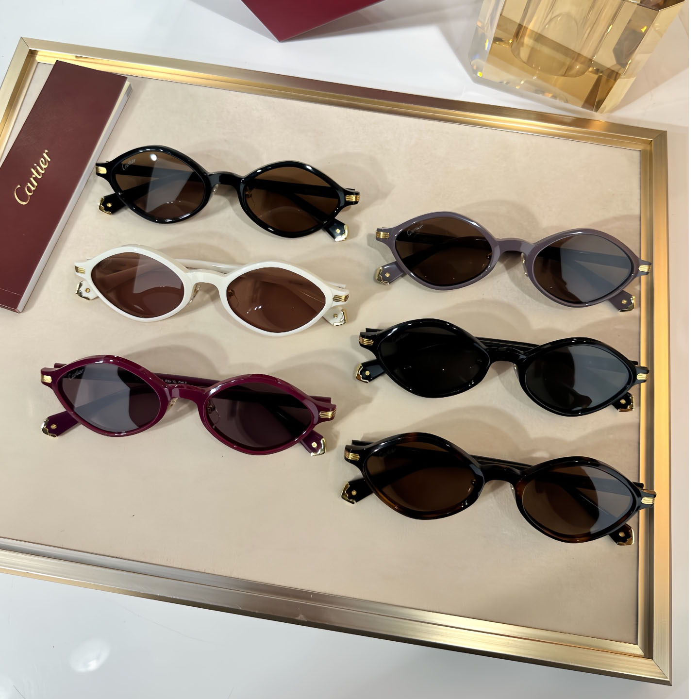 Cartier Oval glasses ivory/black/black brown/burgundy/coffee/leopard color Size 48-21-145 - 图片 7