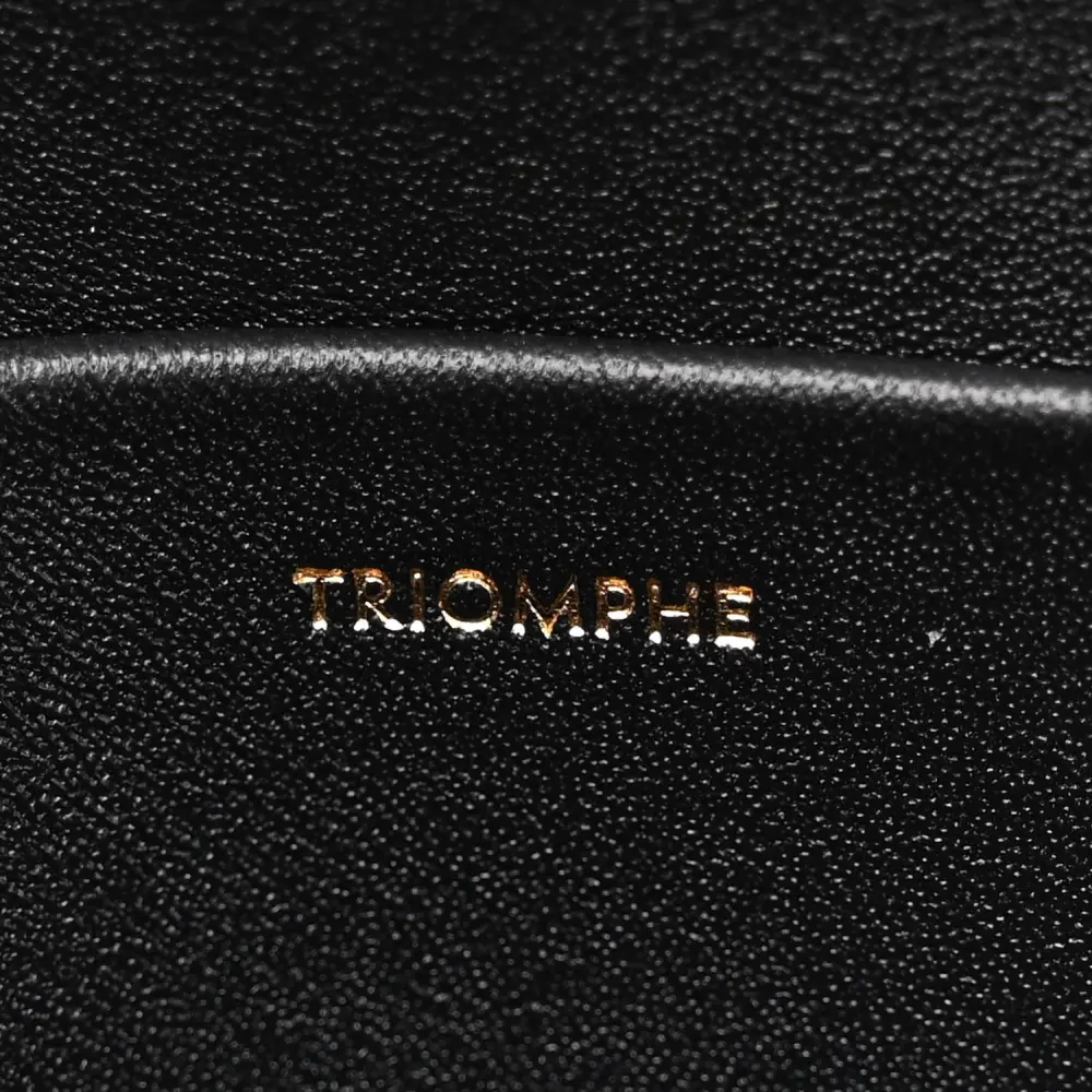 Celine Small Triomphe Chain Shoulder Bag Black Shiny Calfskin Leather Gold Hardware - 图片 8