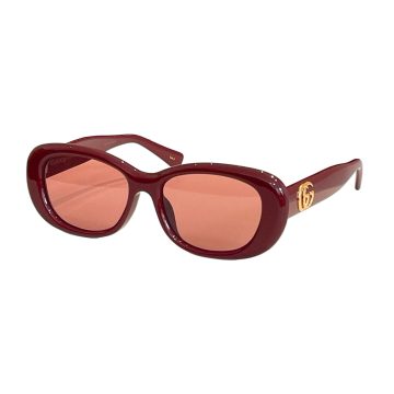 Gucci Oval glasses red/white/leopard/black tawny/black color Size 52口17-145