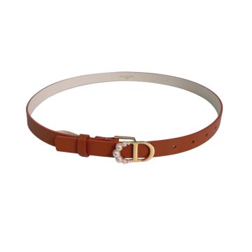 Dior Women' s 30 Montaigne Buckle With Pearls Belt In Brown/Black/Red/White/Cyclamen/Pink/Musturd/Silver/Gold/Blue/Grey Calfskin With Gold/Silver Hardware 20mm