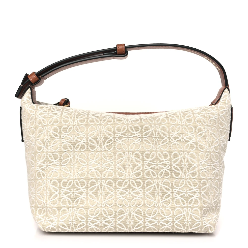 Loewe Cubi Bag Small Ecru Tan Jacquard Anagram Calfskin Leather