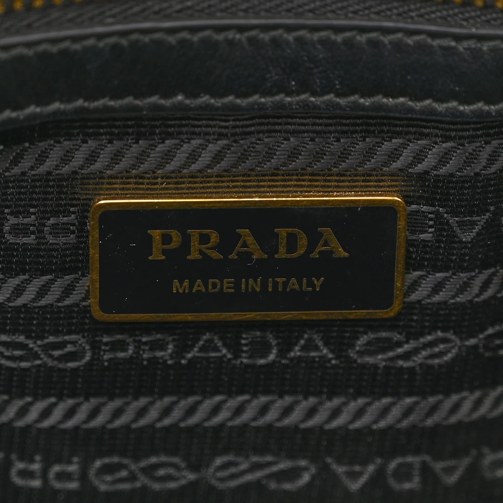 Prada Small Triangolo Symbole Embroidered Tote Black and Corda Jacquard Saffiano Leather Gold Hardware - 图片 2
